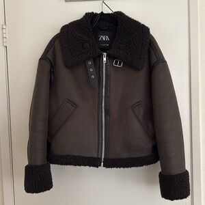 Zara Teddy Aviator Jacket | XS